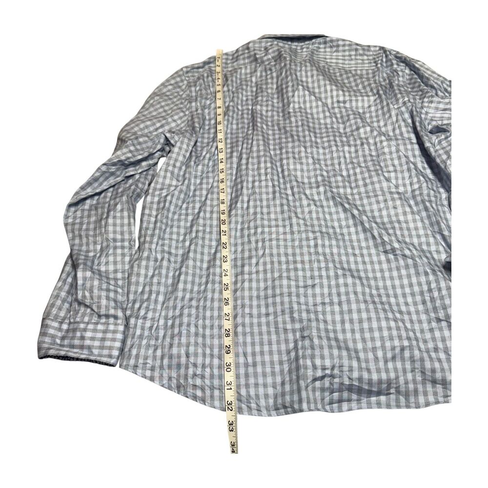 Egara Shirt Men 3XLT Gray White Check 100% Cotton Long Sleeve Collared Button-Up - Picture 4 of 6